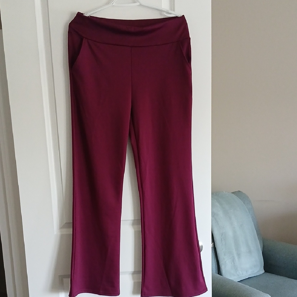 Women's Wide-Leg Ponte Pants - Burgundy